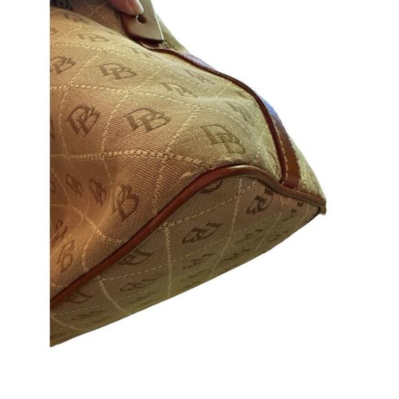 Vintage Dooney & Bourke Monogram BOHO Shoulder Bag Brown Leather Trim - Picture 6 of 11